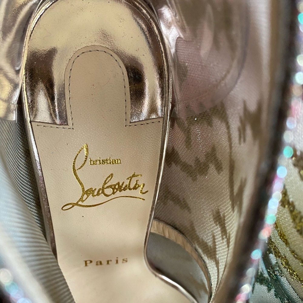 Christian Louboutin Top Top 120 Glitter Booties - Picture 9 of 11